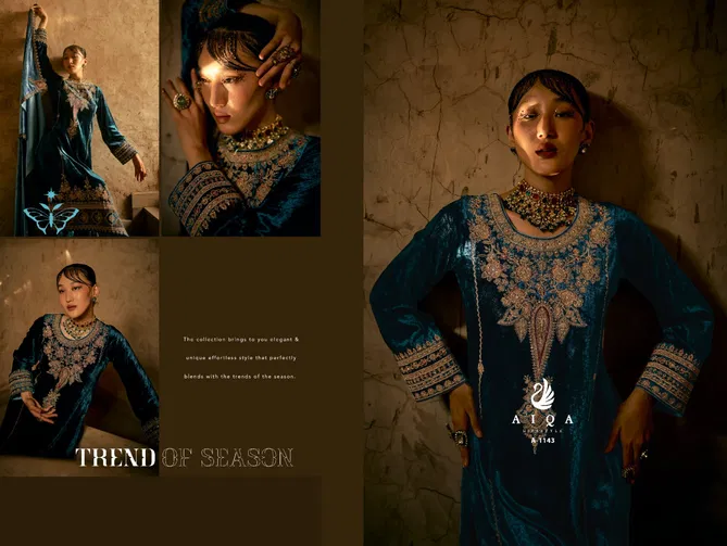 Shaina By Aiqa Velvet Embroidery Winter Wear Salwar Kameez Suppliers In India